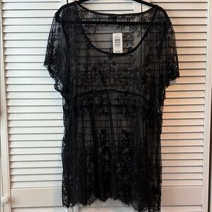 Torrid Black Floral Lace Sheer Top, Torrid Size 3